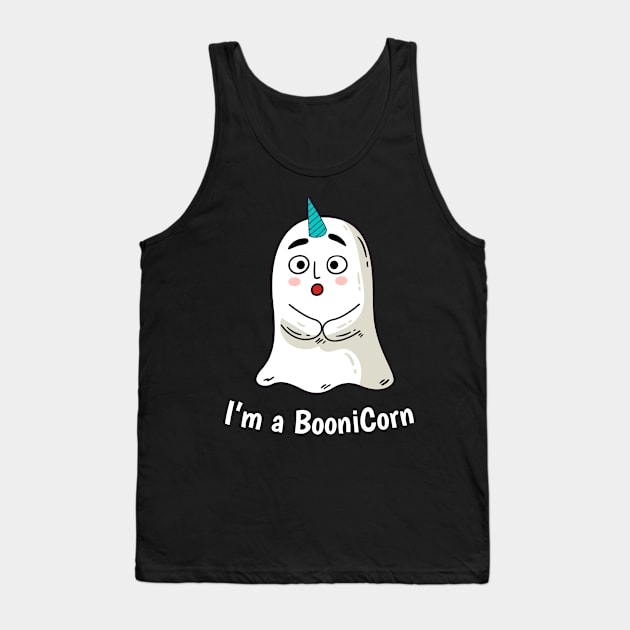 Funny Halloween: Relaxed Boonicorn Unicorn Ghost Tank Top by heidiki.png